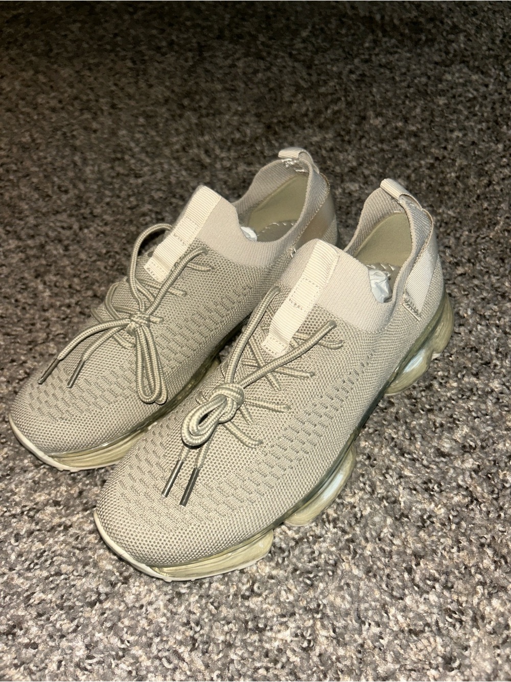 Knit Slip-On Sneakers in Light Beige